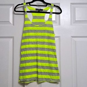 American Eagle Outfitters Neon Lime and Gray Striped Tank Top